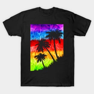 Rainbow Palm Trees Silhouettes T-Shirt